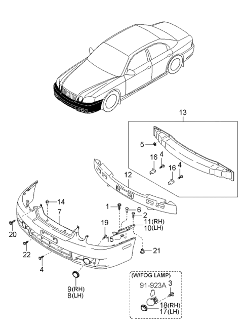 2002 Kia Optima Cap-Front Bumper Fog Lamp Diagram for 865543C201