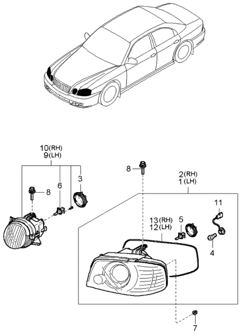 2005 Kia Optima Head Lamp Diagram 1