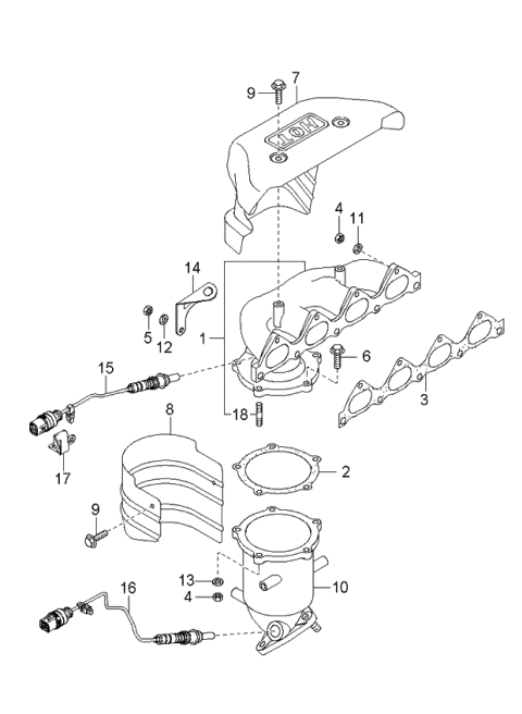 2002 Kia Optima Exhaust Manifold Assembly Diagram for 2851038250