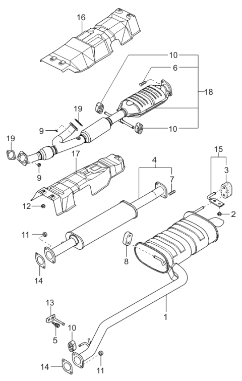 2003 Kia Optima Front Muffler Assembly Diagram for 286103C870