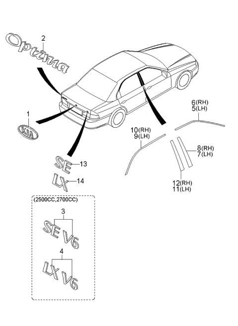 2000 Kia Optima Emblem Diagram