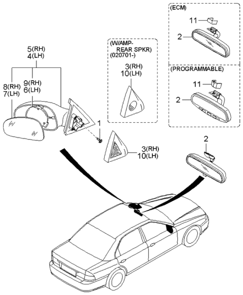 2000 Kia Optima Rear View Mirror Diagram