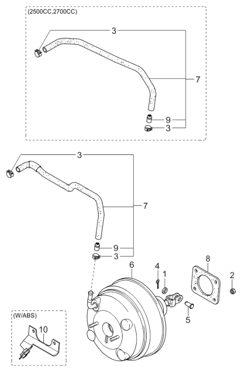 2002 Kia Optima Hose Assembly-Vacuum Diagram for 5913038009