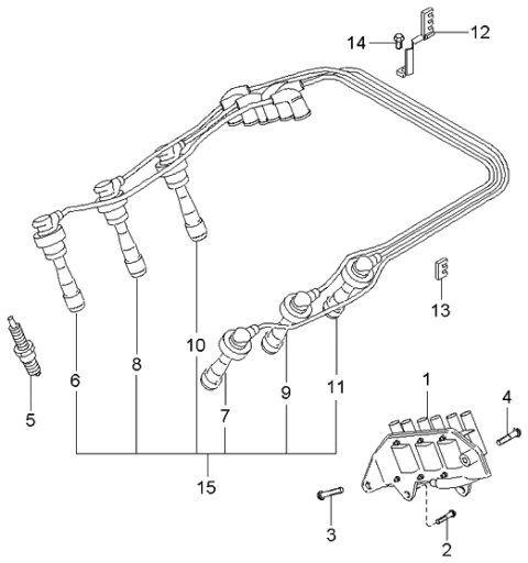 2004 Kia Optima Spark Plug & Cable Diagram 1