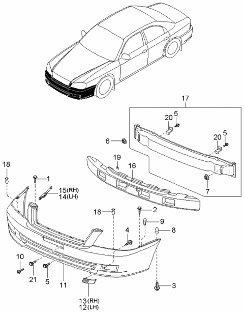 2004 Kia Optima Bumper-Front Diagram 1