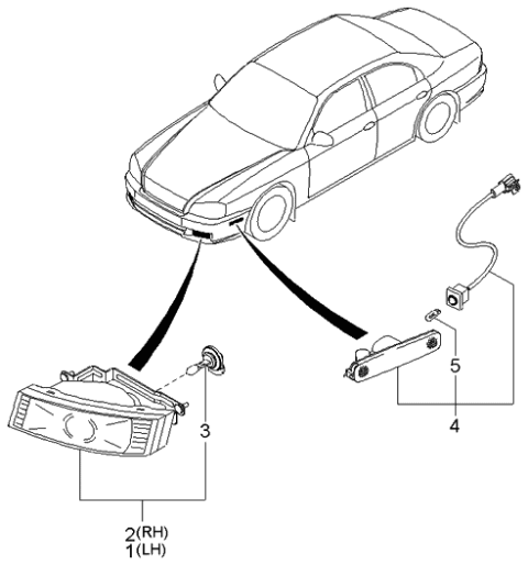 2000 Kia Optima Front Fog Lamp Assembly, Right Diagram for 922023C000