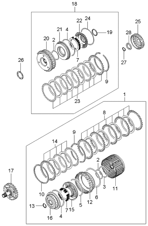 2002 Kia Optima Clutch Assembly-Reverse & Over Drive Diagram for 4541039000