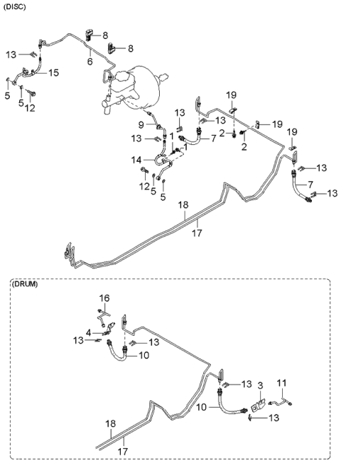 2002 Kia Optima Brake Front Hose, Left Diagram for 5873138020