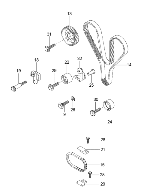 2005 Kia Optima Belt-Valve Timing Diagram for 2431237100