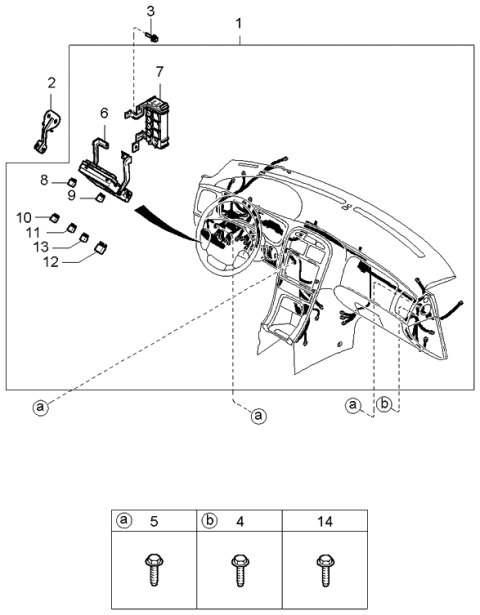 2003 Kia Optima Instrument Panel Junction Box Assembly Diagram for 911203C300