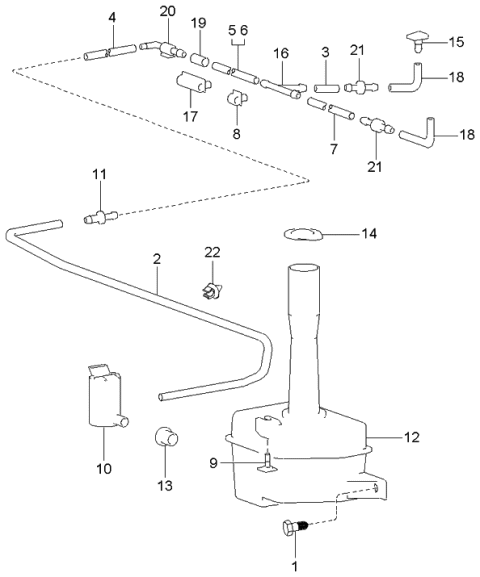 2003 Kia Optima Windshield Washer Nozzle Assembly Diagram for 9863038001
