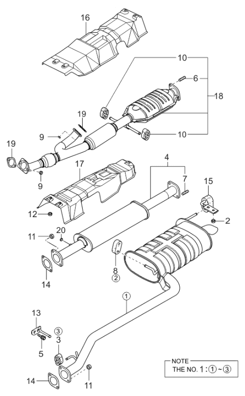 2000 Kia Optima Front Muffler Assembly Diagram for 286103C875