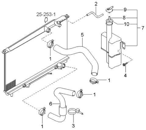 2005 Kia Optima Radiator Hose & Reservoir Diagram 3