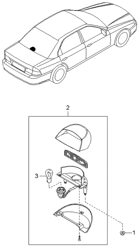 2003 Kia Optima Lamp Assembly-High Mounted Diagram for 9275038001BT