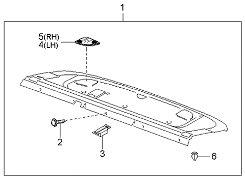 2001 Kia Optima Grill Assembly-Rear P/TRAY Diagram for 856503C000GJ