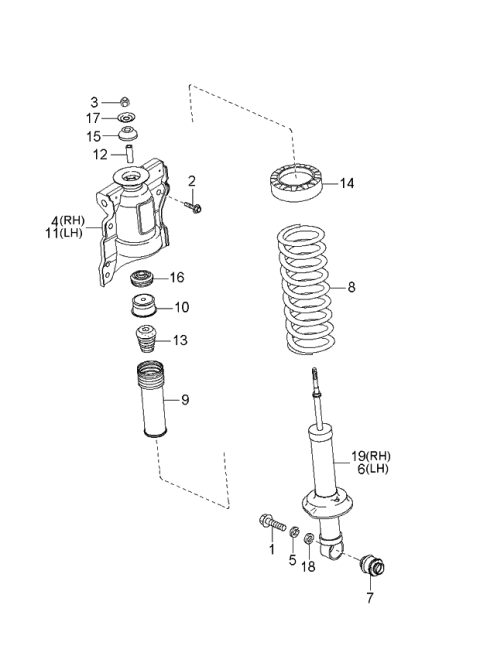 2005 Kia Optima Rear Shock Absorber & Spring Diagram