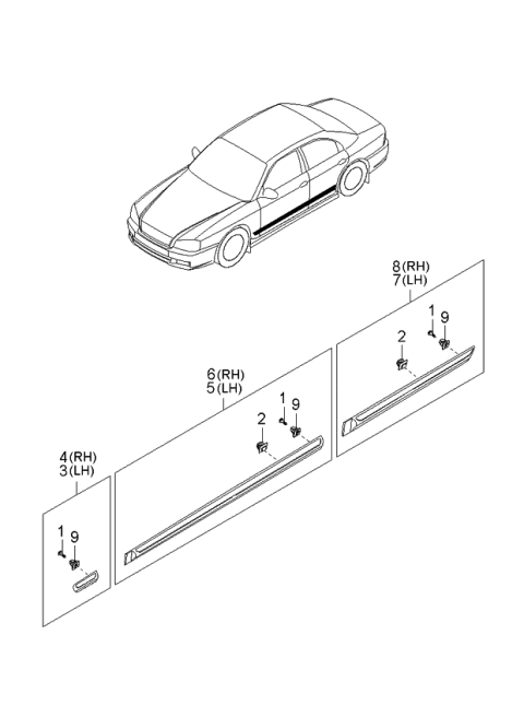 2001 Kia Optima Body Side Moulding Diagram 2