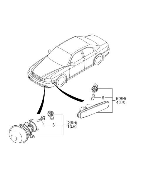 2003 Kia Optima Front Fog Lamp Assembly, Right Diagram for 922023C100