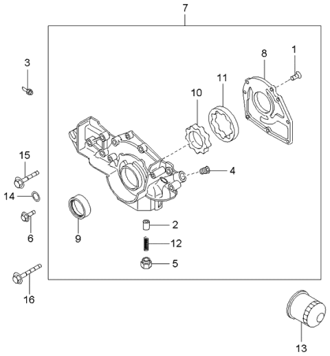 2005 Kia Optima Case Assembly-Oil Pump Diagram for 2131037100