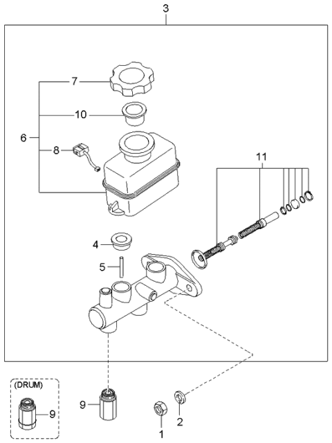 2005 Kia Optima Cylinder Assembly-Brake Diagram for 585103D500