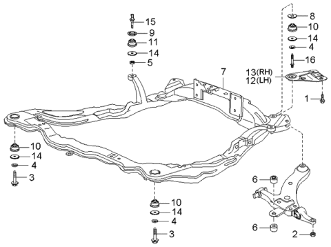 2000 Kia Optima Stay LH Diagram for 6248738100