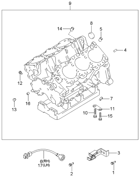 2000 Kia Optima Block Assembly-Cylinder Diagram for 2110037203