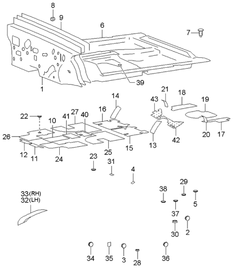 2001 Kia Optima Isolation Pad & Floor Covering Diagram 2