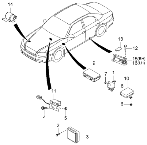 2001 Kia Optima ETACS Assembly Diagram for 954003C500