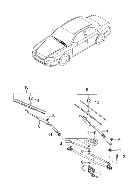 2001 Kia Optima Windshield Wiper Blade Assembly Diagram for 983613D600