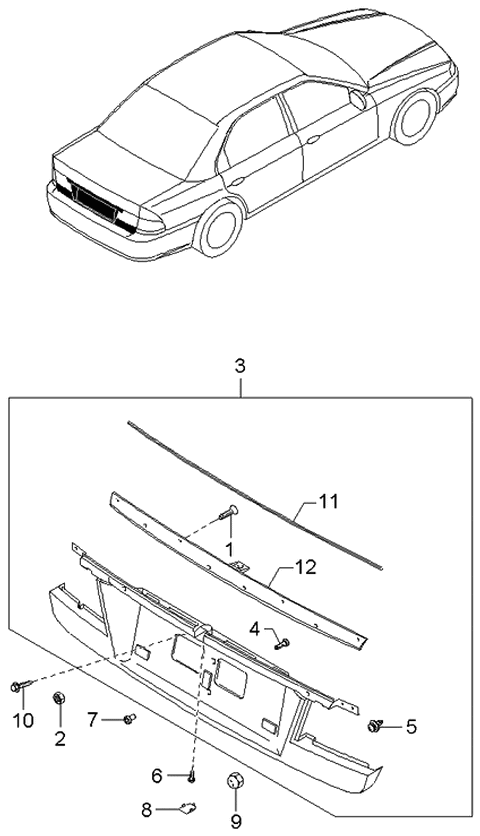 2004 Kia Optima Back Panel Moulding Diagram 1