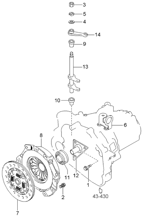 2002 Kia Optima Clutch & Release Fork Diagram