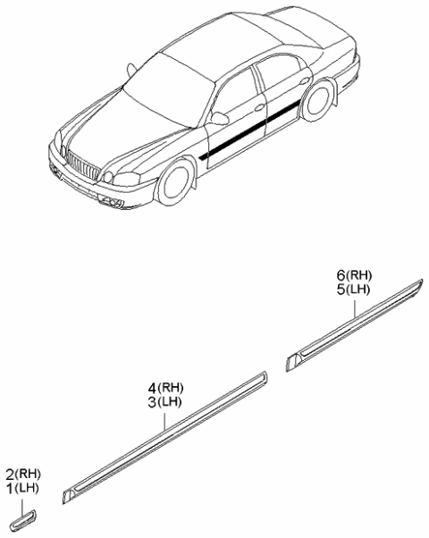 2000 Kia Optima MOULDING Assembly-Waist Line Fender Diagram for 877113C200XX