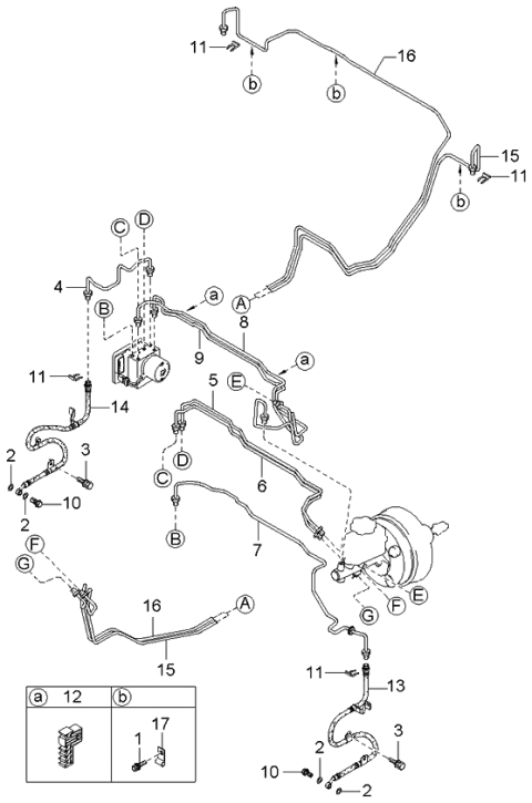 2001 Kia Optima Tube-Hydraulic Unit To Front,LH Diagram for 587153C500