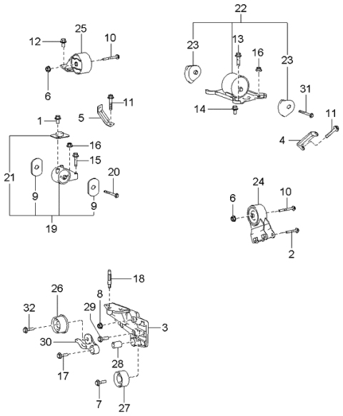 2002 Kia Optima Engine & Transaxle Mounting Diagram 1