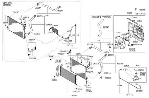 2006 Kia Optima Radiator Assembly Diagram for 253103K080