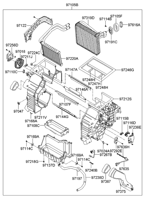 2007 Kia Optima Heater System-Heater & Evaporator Diagram 1