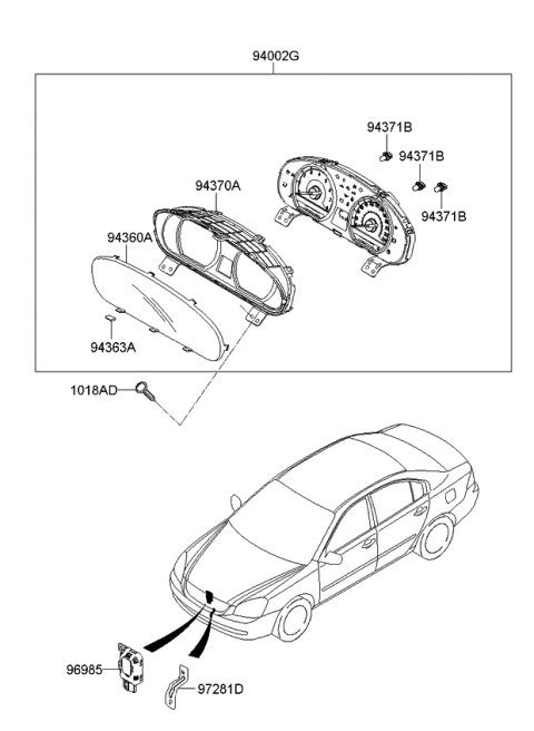 2006 Kia Optima Cluster Assembly-Instrument Diagram for 940012G180