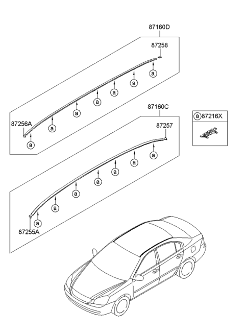 2007 Kia Optima Spoiler-Rear & Roof Molding Diagram