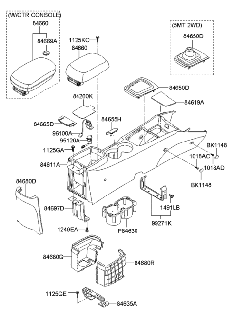 2006 Kia Optima Pad-Console Diagram for 846292G400