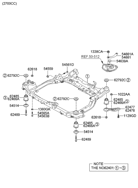 2006 Kia Optima Produced After SEP.2006 Crossmember-Front Diagram 1