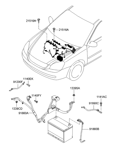 2006 Kia Optima Produced After SEP.2006 Battery Wiring Diagram