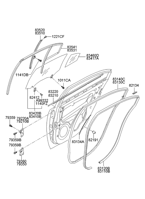 2007 Kia Optima Panel-Rear Door & Moulding-Rear Door Diagram 2