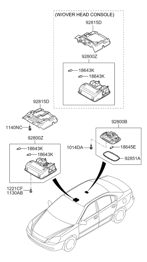 2006 Kia Optima Lamp Assembly-Room Diagram for 928702G500J7