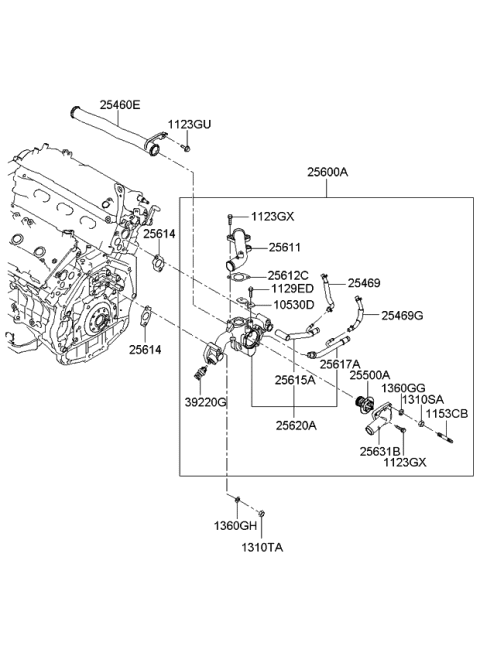 2008 Kia Optima Coolant Pipe & Hose Diagram 2