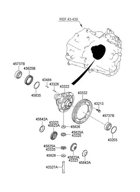 2007 Kia Optima SPACER Set-Differential Rear Bearing Diagram for 4320324140