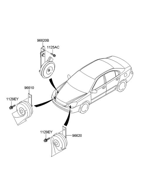 2008 Kia Optima Horn Assembly-Low Pitch Diagram for 966102G100