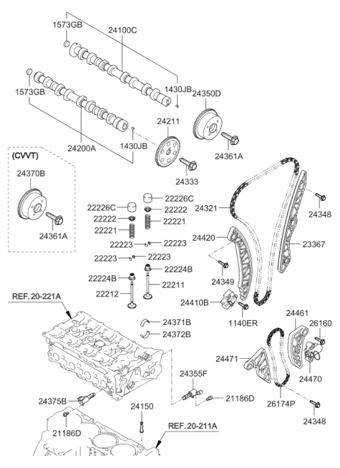 2008 Kia Optima Valve-Exhaust Diagram for 2221225000