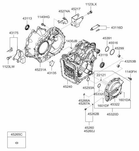 2006 Kia Optima Bracket-Roll Support Diagram for 452203A250