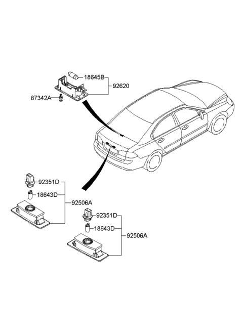 2008 Kia Optima License Plate & Interior Lamp Diagram