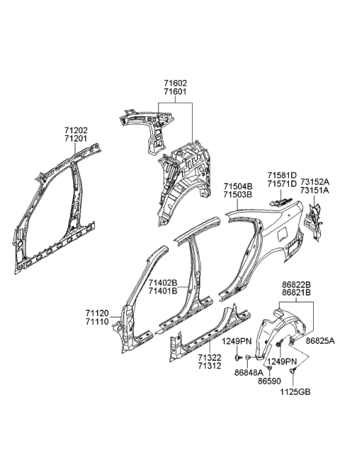 2008 Kia Optima Panel Assembly-Quarter Inner Diagram for 716022G101